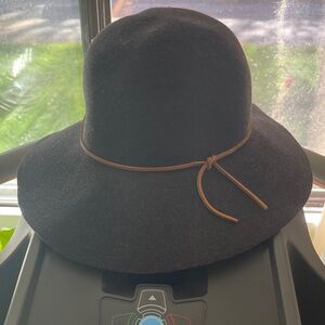 rag & bone Black Hat with Brown Trim